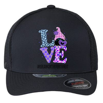 Reading Interventionist Love St Patricks Day Gnome Leopard Gift Flexfit Unipanel Trucker Cap