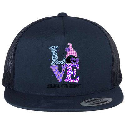 Reading Interventionist Love St Patricks Day Gnome Leopard Gift Flat Bill Trucker Hat