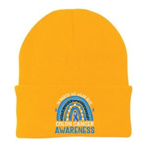 Rainbow In March We Wear Blue Colon Cancer Awareness Gift Knit Cap Winter Beanie