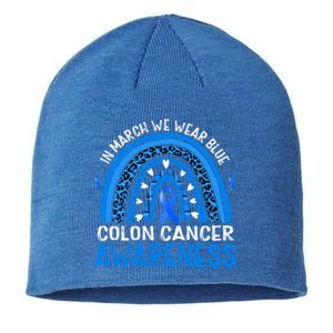 Rainbow In March We Wear Blue Colon Cancer Awareness Gift Sustainable Beanie