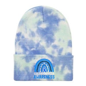 Rainbow In March We Wear Blue Colon Cancer Awareness Gift Tie Dye 12in Knit Beanie