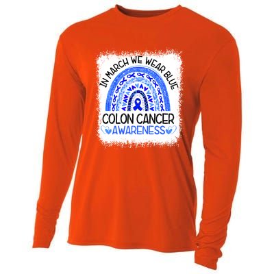 Rainbow In March We Wear Blue Colon Cancer Awareness Gift Cooling Performance Long Sleeve Crew