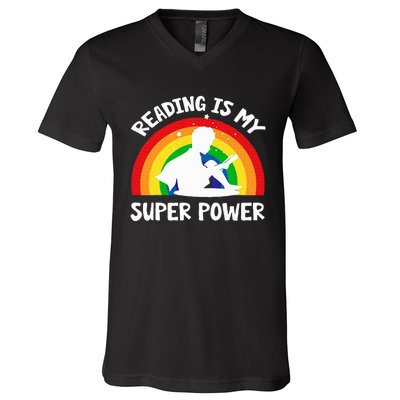 Reading Is My Superpower Book Teacher V-Neck T-Shirt