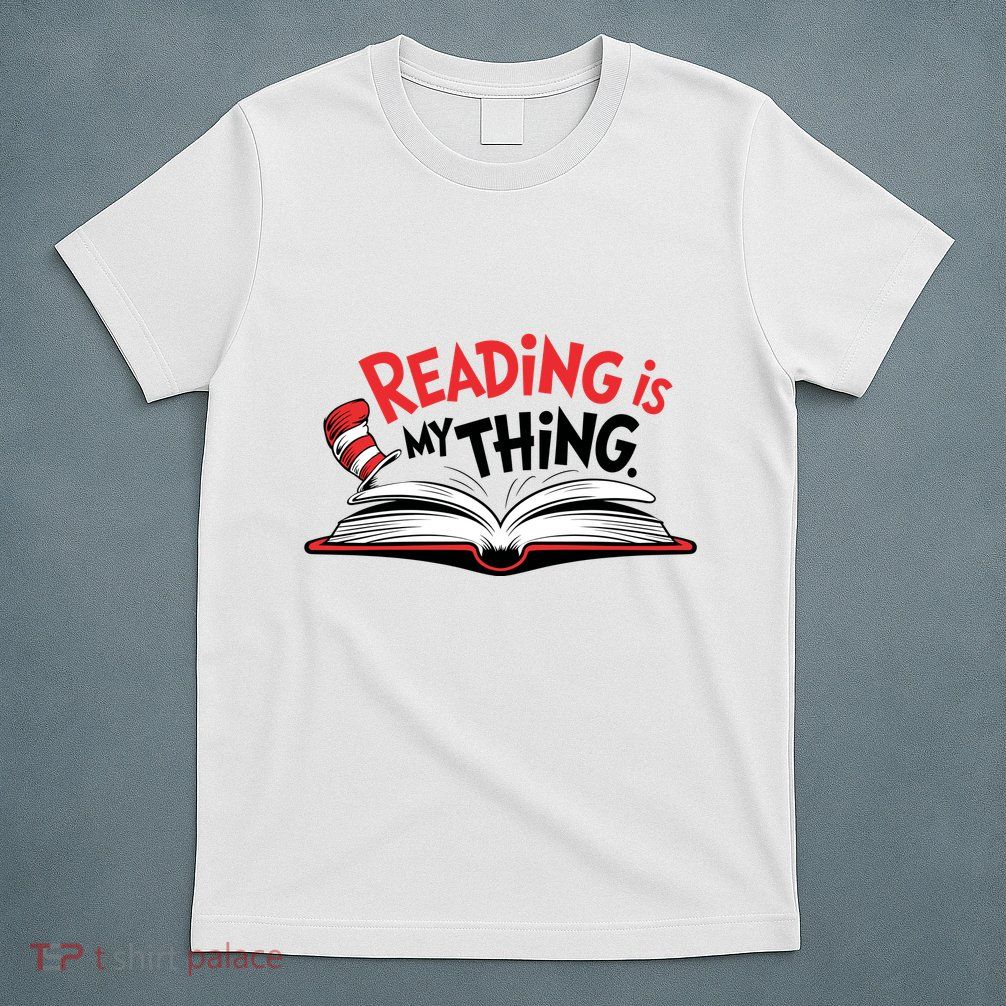 Reading Is My Everything Cat With Hat Bookworm T-Shirt