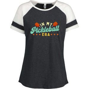 Retro In My Pickleball Era Pickleball Player Best Gift Pickleballer Enza Ladies Jersey Colorblock Tee