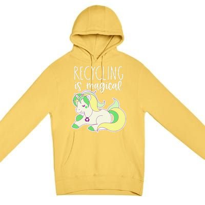 Recycling Is Magical Earth Day Unicorn Recycle Premium Pullover Hoodie