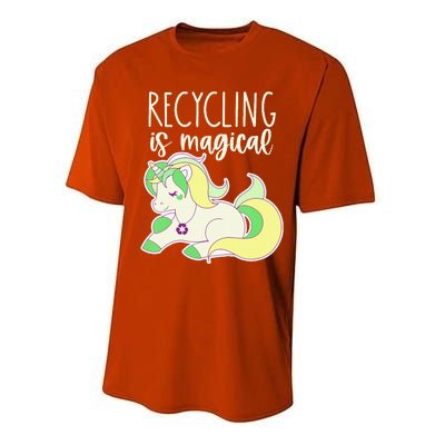 Recycling Is Magical Earth Day Unicorn Recycle Performance Sprint T-Shirt