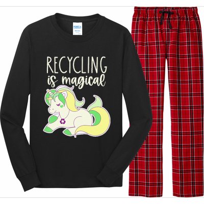 Recycling Is Magical Earth Day Unicorn Recycle Long Sleeve Pajama Set