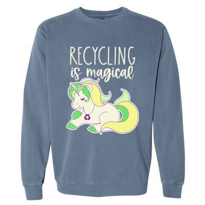 Recycling Is Magical Earth Day Unicorn Recycle Garment-Dyed Sweatshirt