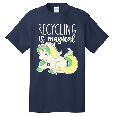 Recycling Is Magical Earth Day Unicorn Recycle Tall T-Shirt