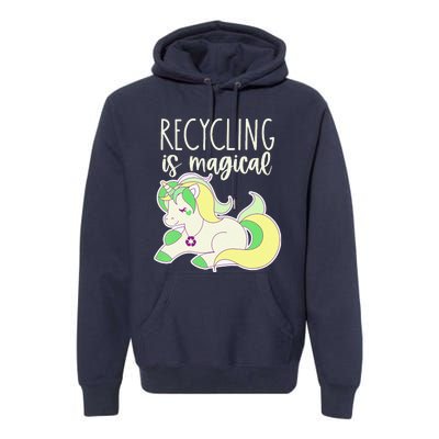 Recycling Is Magical Earth Day Unicorn Recycle Premium Hoodie