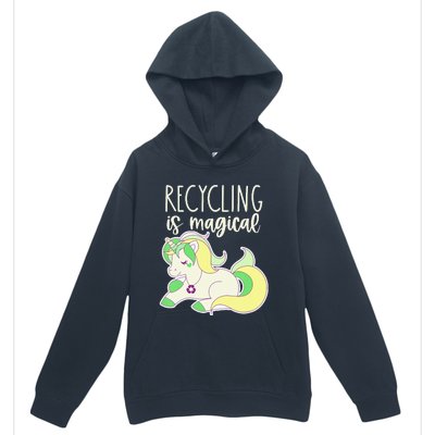 Recycling Is Magical Earth Day Unicorn Recycle Urban Pullover Hoodie