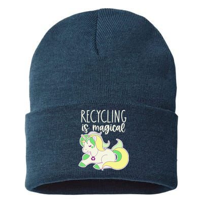 Recycling Is Magical Earth Day Unicorn Recycle Sustainable Knit Beanie