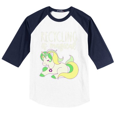 Recycling Is Magical Earth Day Unicorn Recycle Baseball Sleeve Shirt