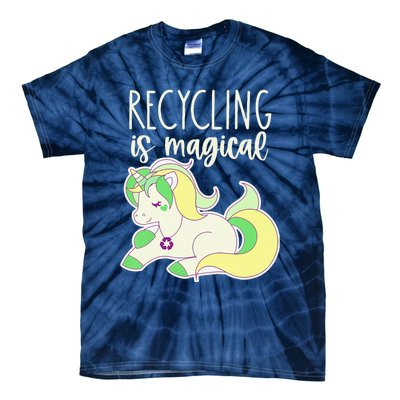 Recycling Is Magical Earth Day Unicorn Recycle Tie-Dye T-Shirt