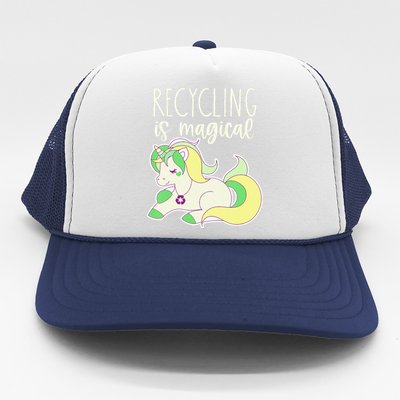 Recycling Is Magical Earth Day Unicorn Recycle Trucker Hat