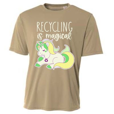 Recycling Is Magical Earth Day Unicorn Recycle Cooling Performance Crew T-Shirt