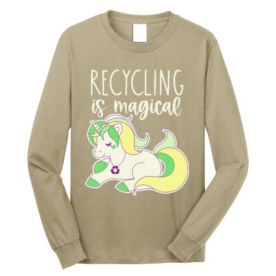 Recycling Is Magical Earth Day Unicorn Recycle Long Sleeve Shirt