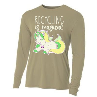 Recycling Is Magical Earth Day Unicorn Recycle Cooling Performance Long Sleeve Crew