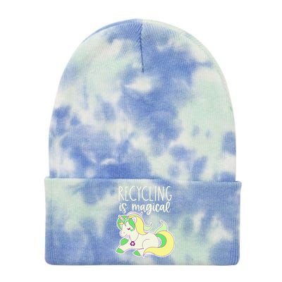 Recycling Is Magical Earth Day Unicorn Recycle Tie Dye 12in Knit Beanie