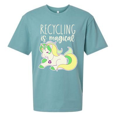 Recycling Is Magical Earth Day Unicorn Recycle Sueded Cloud Jersey T-Shirt