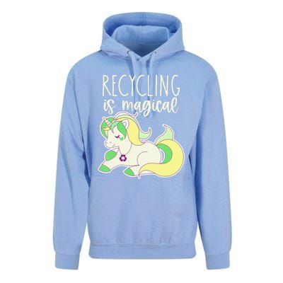 Recycling Is Magical Earth Day Unicorn Recycle Unisex Surf Hoodie