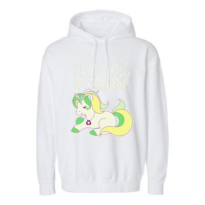 Recycling Is Magical Earth Day Unicorn Recycle Garment-Dyed Fleece Hoodie