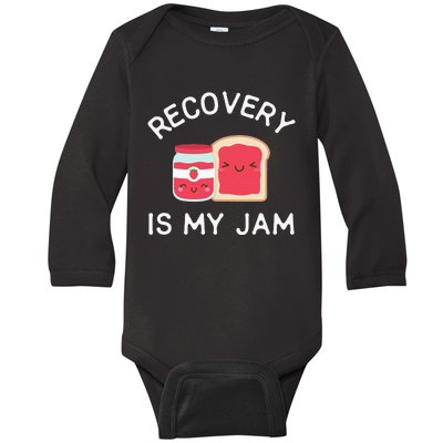 Recovery Is My Jam Funny Celebrate Clean And Sober Gifts Baby Long Sleeve Bodysuit