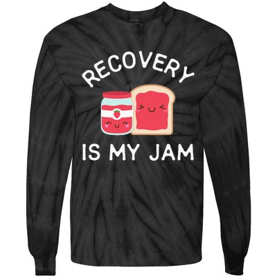 Recovery Is My Jam Funny Celebrate Clean And Sober Gifts Tie-Dye Long Sleeve Shirt