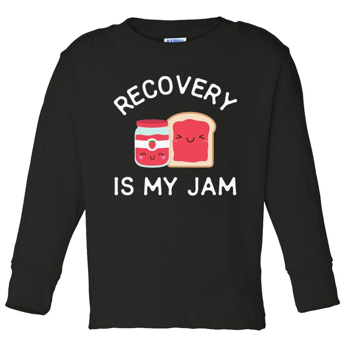 Recovery Is My Jam Funny Celebrate Clean And Sober Gifts Toddler Long Sleeve Shirt