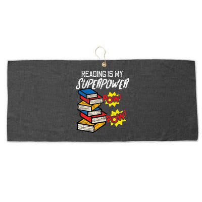 Reading Is My Superpower Funny Book Lover Bookworm Librarian Large Microfiber Waffle Golf Towel