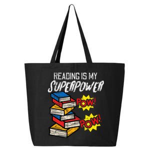 Reading Is My Superpower Funny Book Lover Bookworm Librarian 25L Jumbo Tote