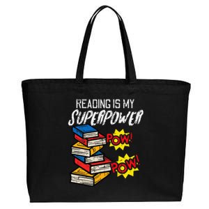 Reading Is My Superpower Funny Book Lover Bookworm Librarian Cotton Canvas Jumbo Tote