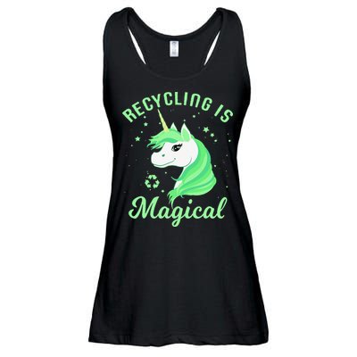 Recycling Is Magical Unicorn Earth Day Ladies Essential Flowy Tank