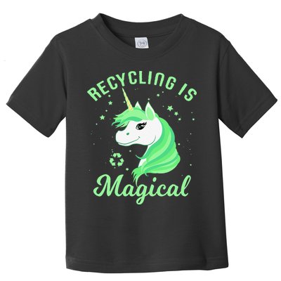 Recycling Is Magical Unicorn Earth Day Toddler T-Shirt
