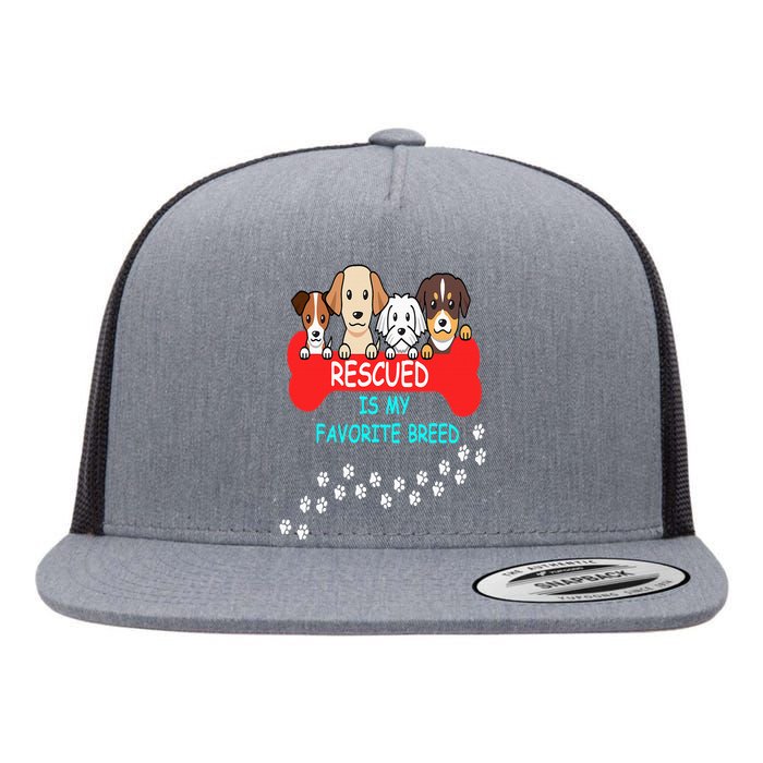 Rescued Is My Favorite Breed Dog Flat Bill Trucker Hat