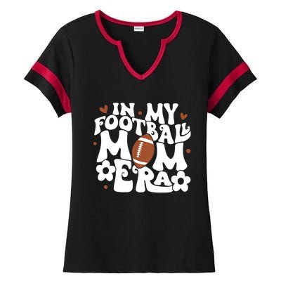 Retro In My Football Mom Era Football Mama Ladies Halftime Notch Neck Tee