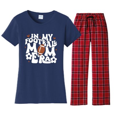 Retro In My Football Mom Era Football Mama Women's Flannel Pajama Set