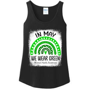 Rainbow In May We Wear Green Mental Health Awareness Month Ladies Essential Tank