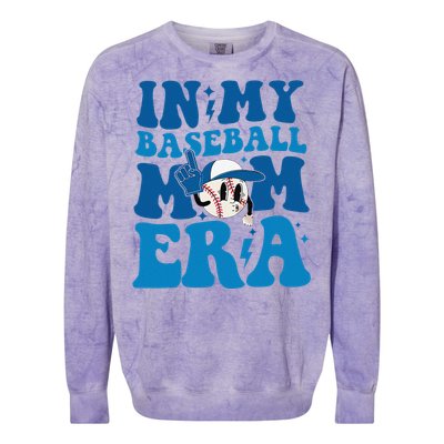 Retro In My Baseball Mom Era Smile Face Funny Mothers Day Colorblast Crewneck Sweatshirt