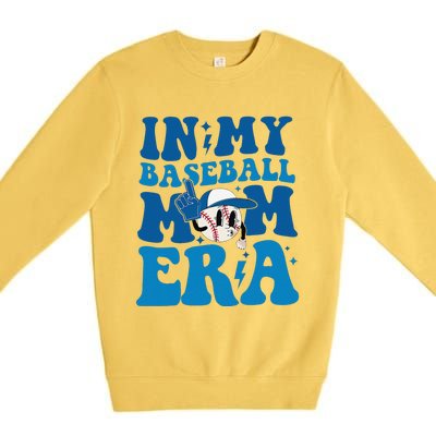 Retro In My Baseball Mom Era Smile Face Funny Mothers Day Premium Crewneck Sweatshirt