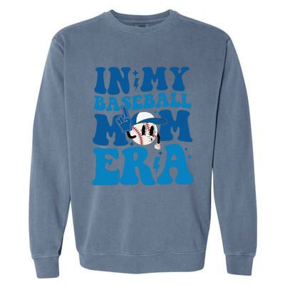 Retro In My Baseball Mom Era Smile Face Funny Mothers Day Garment-Dyed Sweatshirt