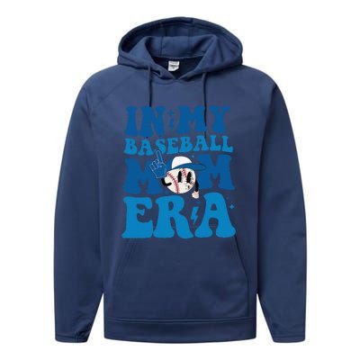 Retro In My Baseball Mom Era Smile Face Funny Mothers Day Performance Fleece Hoodie