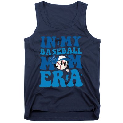 Retro In My Baseball Mom Era Smile Face Funny Mothers Day Tank Top