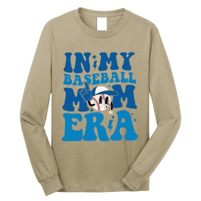 Retro In My Baseball Mom Era Smile Face Funny Mothers Day Long Sleeve Shirt