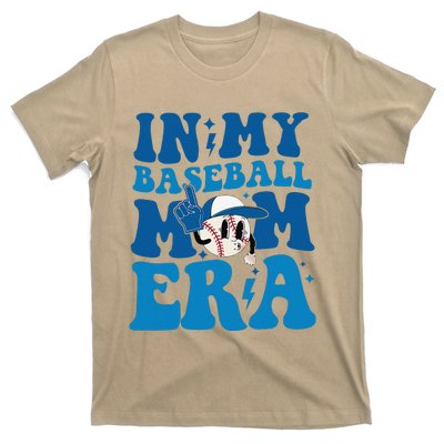 Retro In My Baseball Mom Era Smile Face Funny Mothers Day T-Shirt