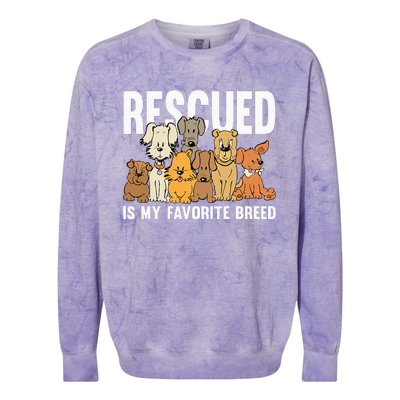 Rescued Is My Favorite Breed Puppy Lover Dog Rescue Colorblast Crewneck Sweatshirt