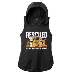 Rescued Is My Favorite Breed Puppy Lover Dog Rescue Ladies PosiCharge Tri-Blend Wicking Draft Hoodie Tank