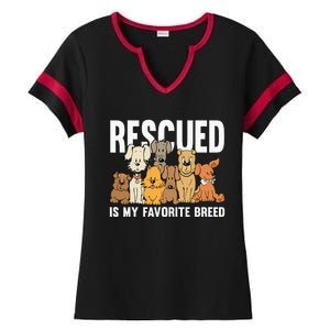 Rescued Is My Favorite Breed Puppy Lover Dog Rescue Ladies Halftime Notch Neck Tee