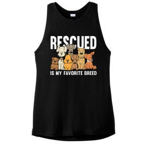 Rescued Is My Favorite Breed Puppy Lover Dog Rescue Ladies PosiCharge Tri-Blend Wicking Tank